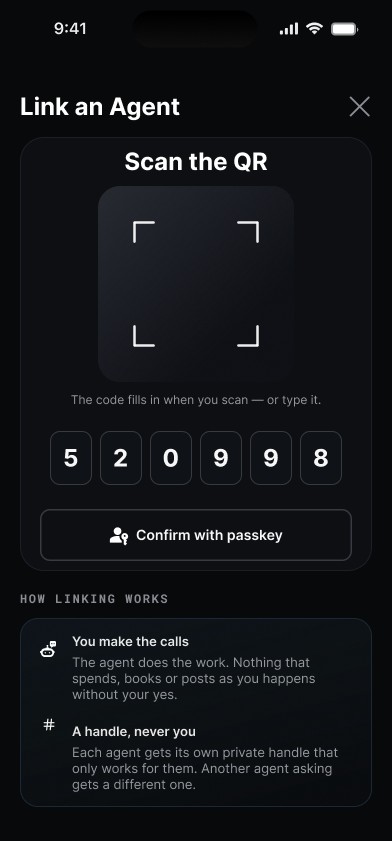 Link an agent screen